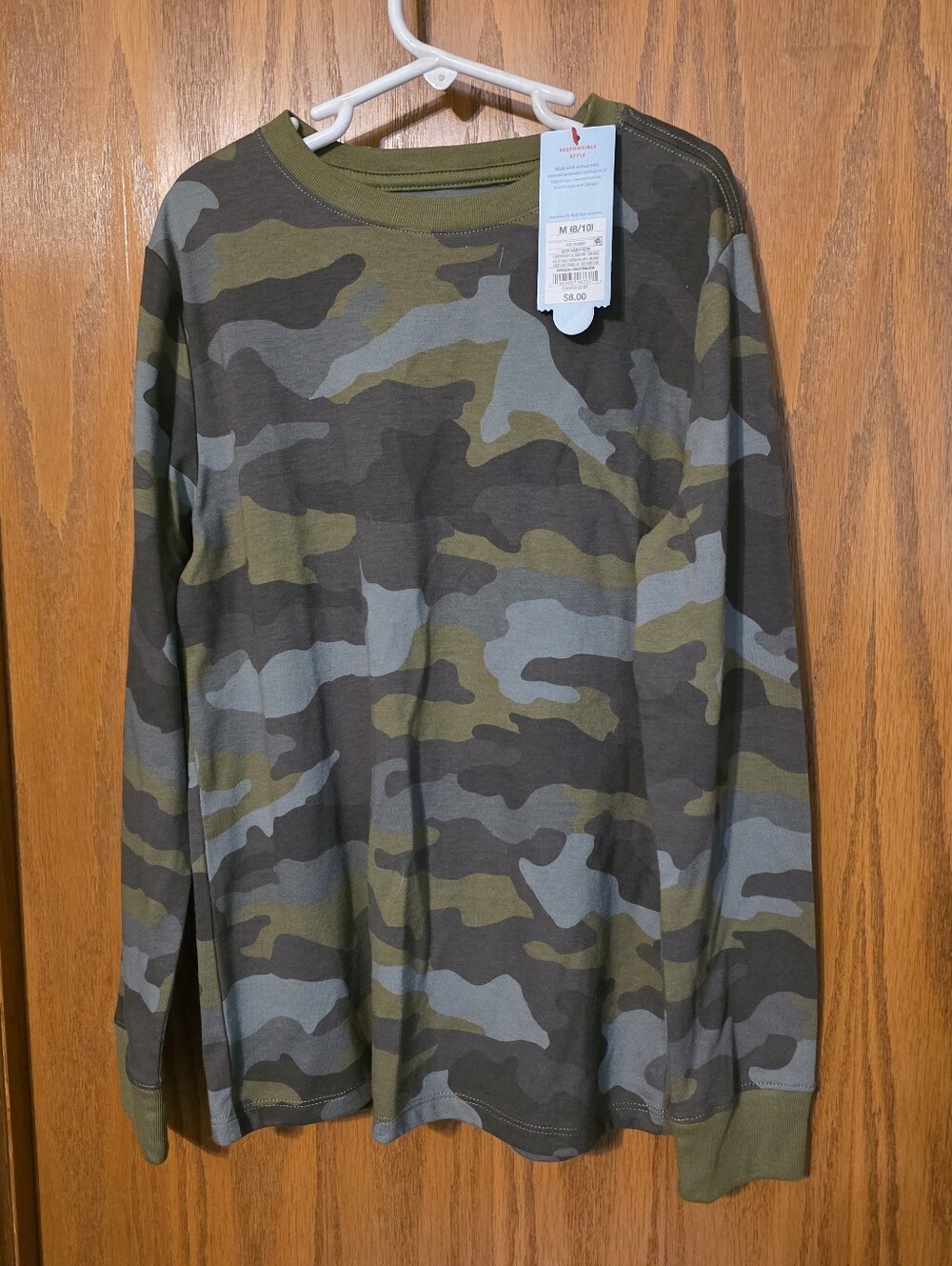 Boys Camouflage Long Sleeve Tee - Olive/Gray
